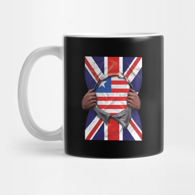 Liberia Flag Great Britain Flag Ripped - Gift for Liberian From Liberia by Country Flags